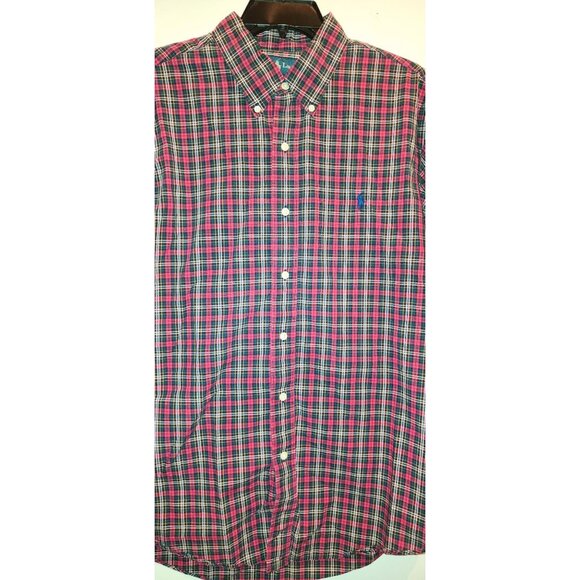 Ralph Lauren Mens Custom Fit Plaid Button-Down Long Sleeve Shirt Large - Picture 1 of 6